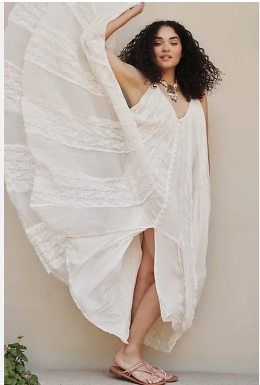 NEW Free People Sweet Sea Lace Maxi Dress Ivory Size M